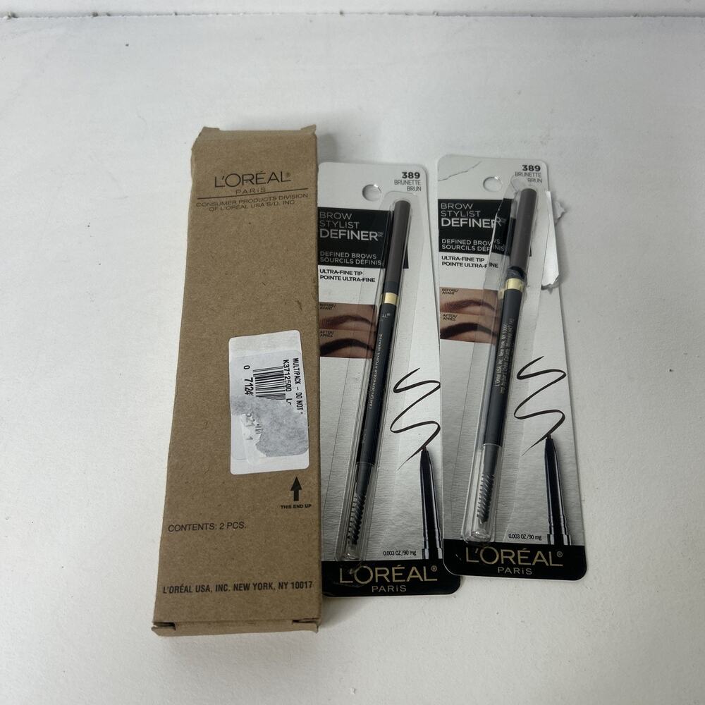 2 Pack L'Oréal Paris Makeup Brow Stylist Definer Brow Pencil 389 Brunette